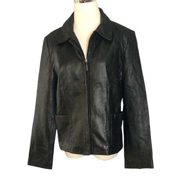 Vintage Charles Klein Black Leather Moto Jacket - Picture 1 of 16